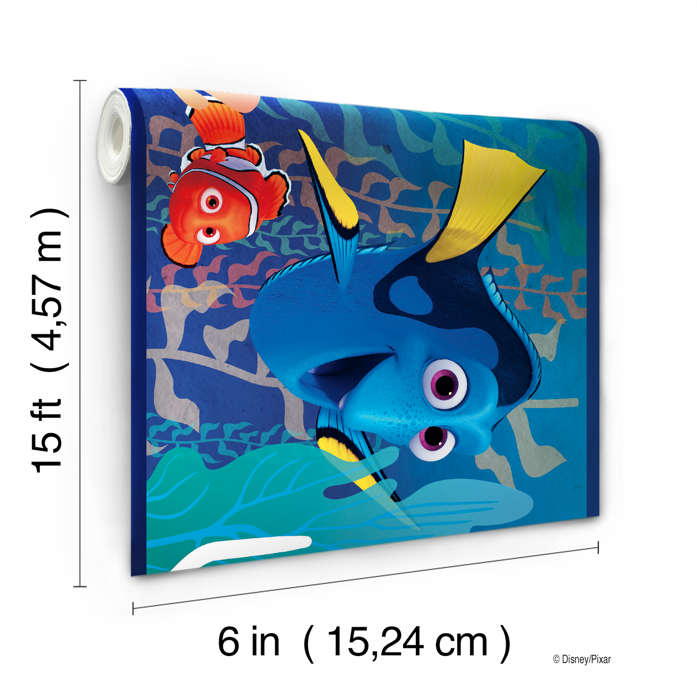 6-inch Blue Green Orange Yellow Sea World Prepasted Wallpaper Border - Bild 3 von 4